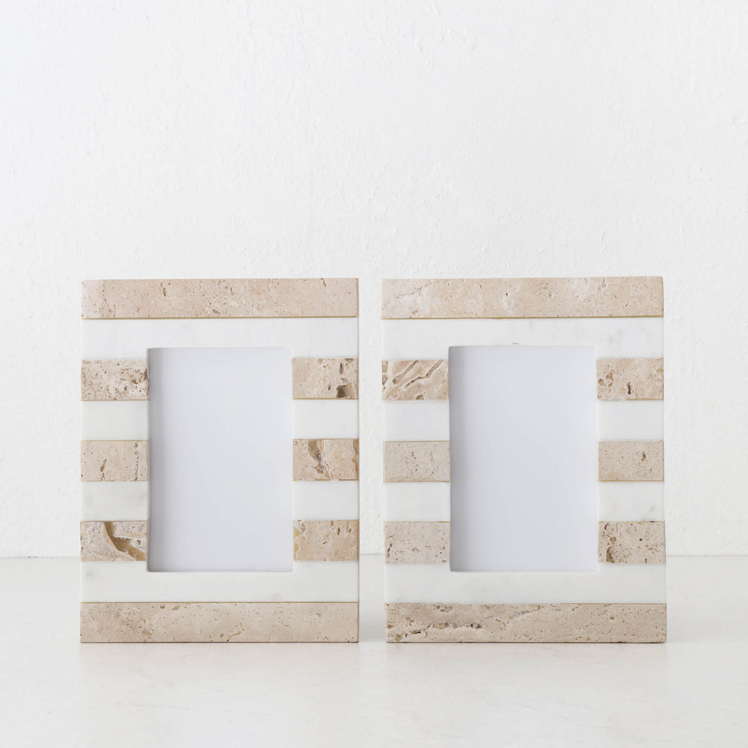 TIA PHOTO FRAME BUNDLEX2 | 4X6 | TRAVERTINE + MARBLE STRIPE