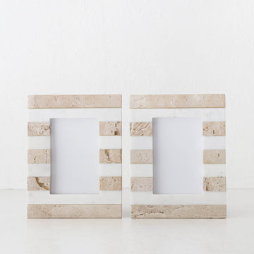 TIA PHOTO FRAME BUNDLEX2 | 4X6 | TRAVERTINE + MARBLE STRIPE