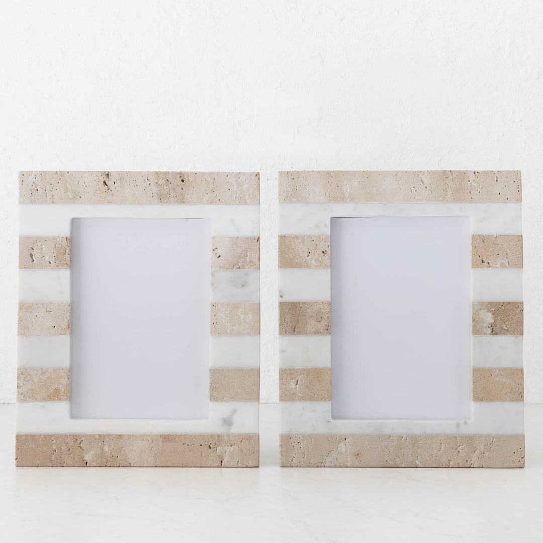 TIA PHOTO FRAME BUNDLEX2 | 5X7 | TRAVERTINE + MARBLE STRIPE