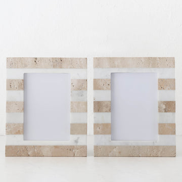 TIA PHOTO FRAME BUNDLEX2 | 5X7 | TRAVERTINE + MARBLE STRIPE