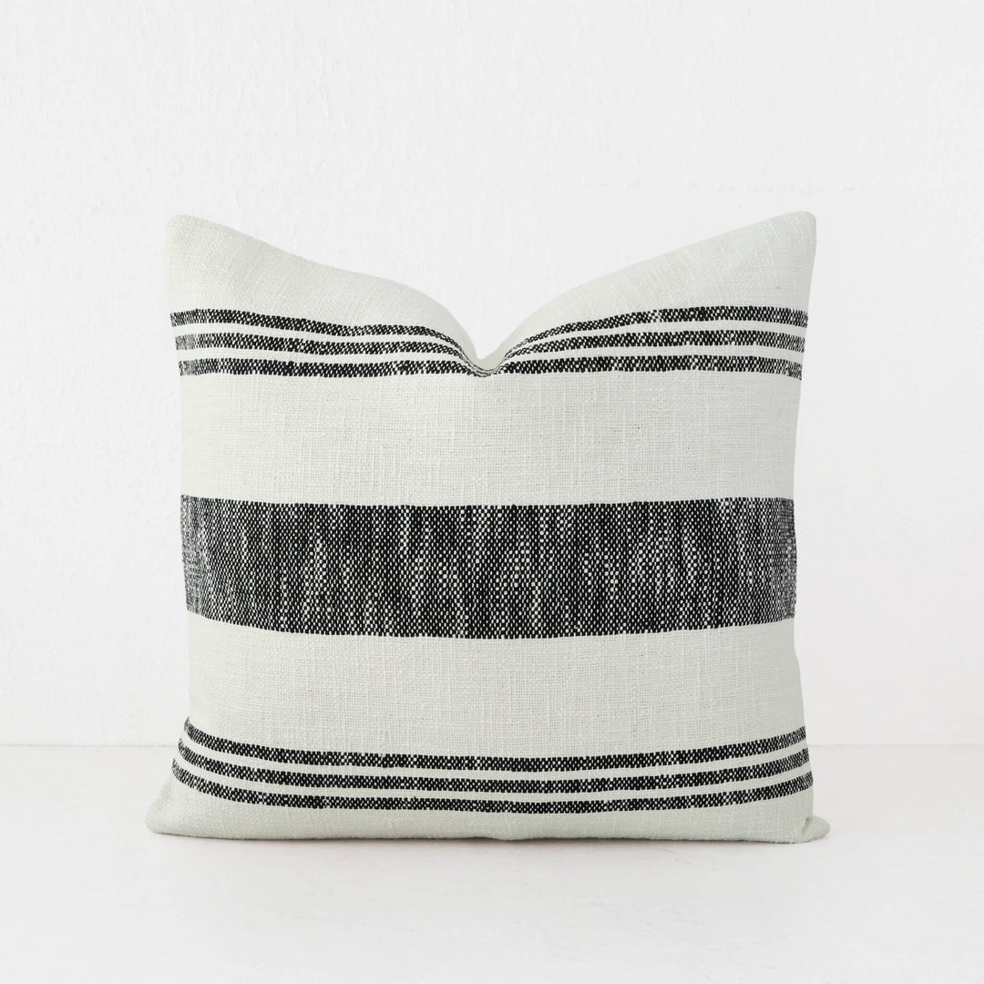 TORRONE CUSHION | BLACK STRIPE + NATURAL | 50X50