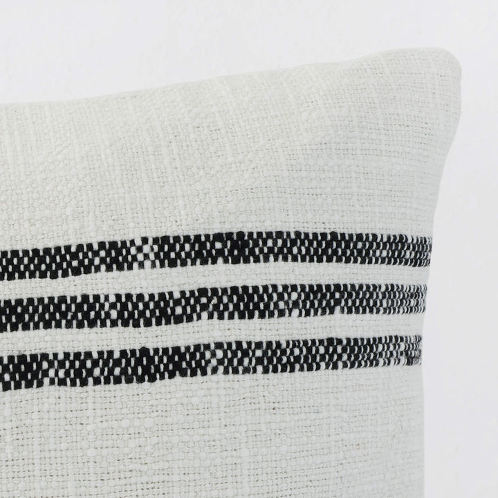 TORRONE CUSHION | BLACK STRIPE + NATURAL | CLOSE UP