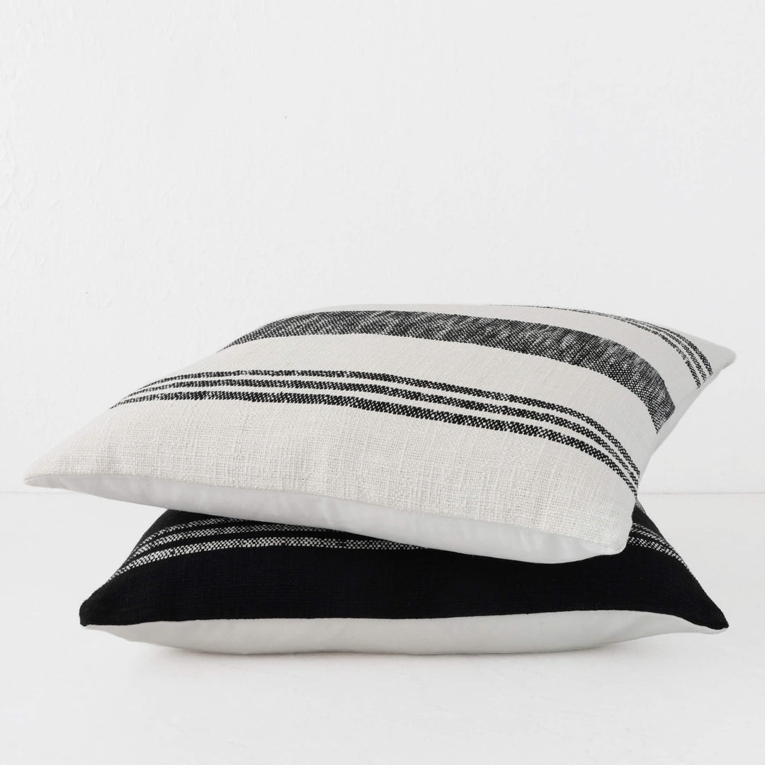 TORRONE CUSHION | NATURAL + BLACK COLLECTION | ANGLE STACK