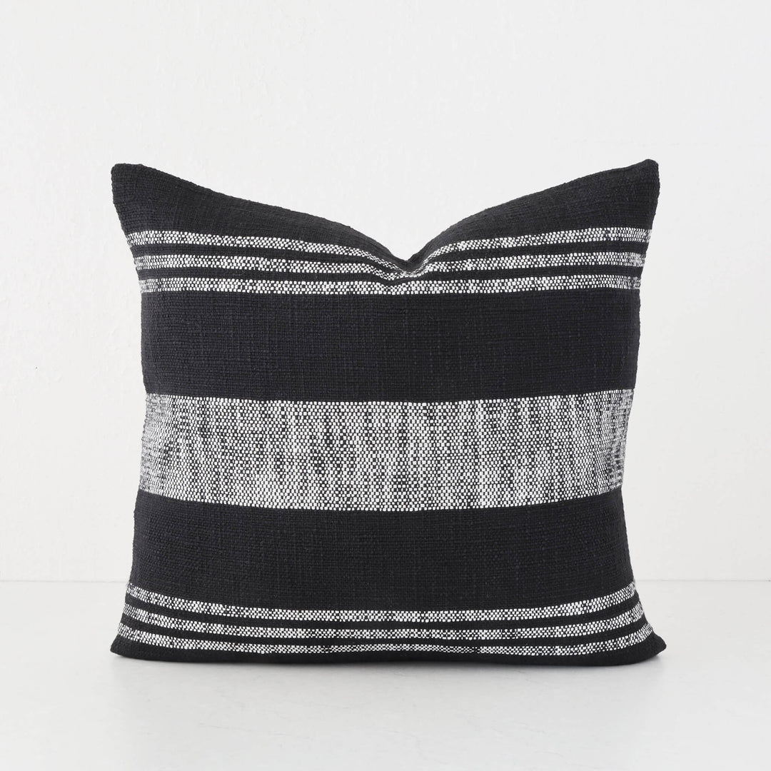 TORRONE CUSHION | NATURAL STRIPE + BLACK | 50X50