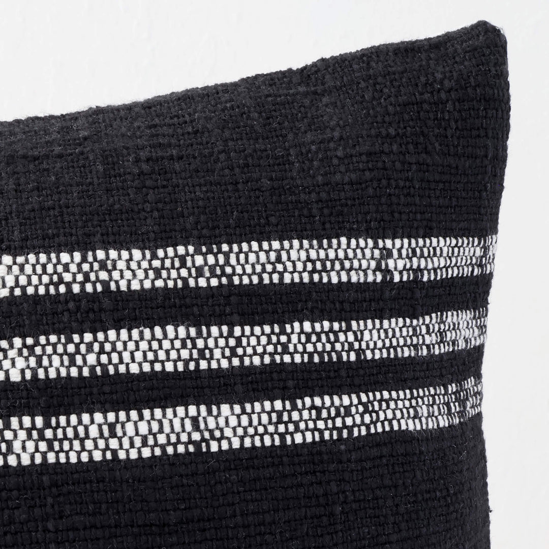 TORRONE CUSHION | NATURAL STRIPE + BLACK | CLOSE UP