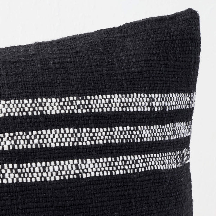 TORRONE CUSHION | NATURAL STRIPE + BLACK | CLOSE UP
