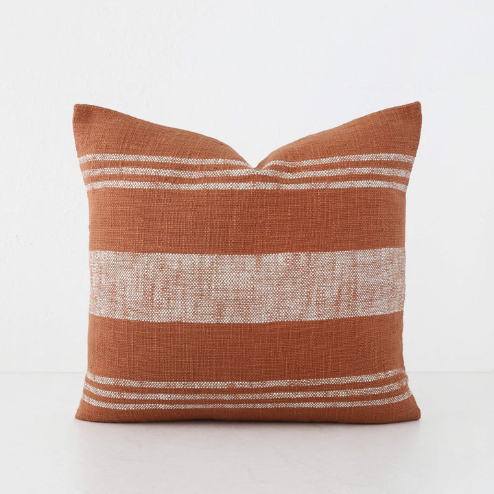 TORRONE CUSHION | NATURAL STRIPE + RUST | 50X60