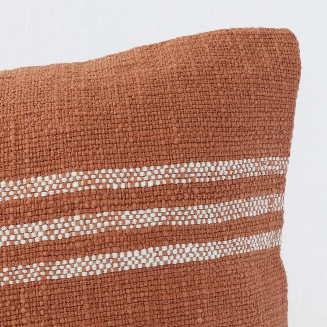 TORRONE CUSHION | NATURAL STRIPE + RUST | CLOSE UP