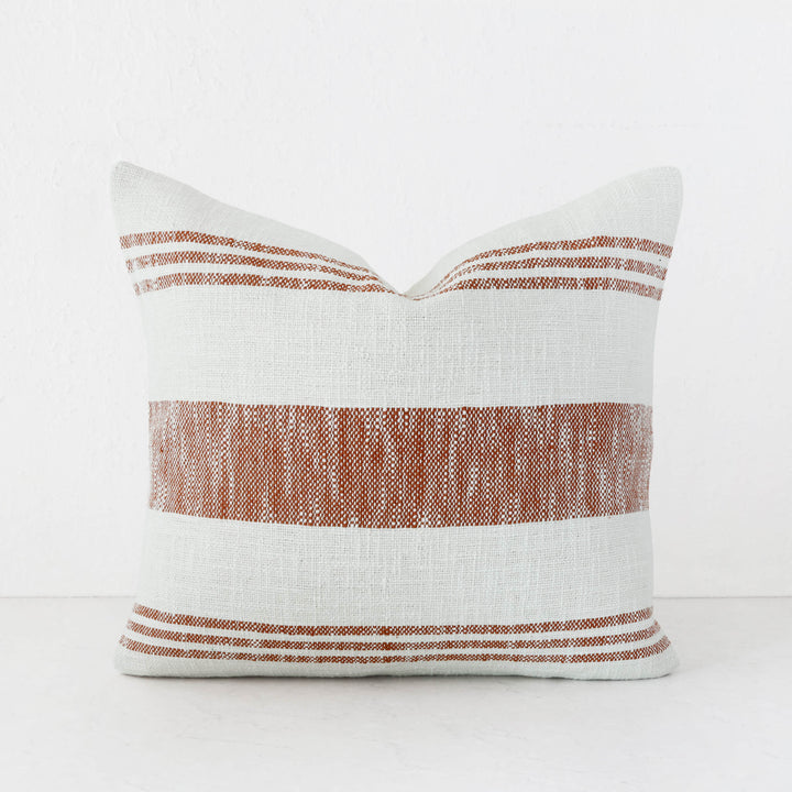 TORRONE CUSHION | RUST STRIPE + NATURAL | 50X50