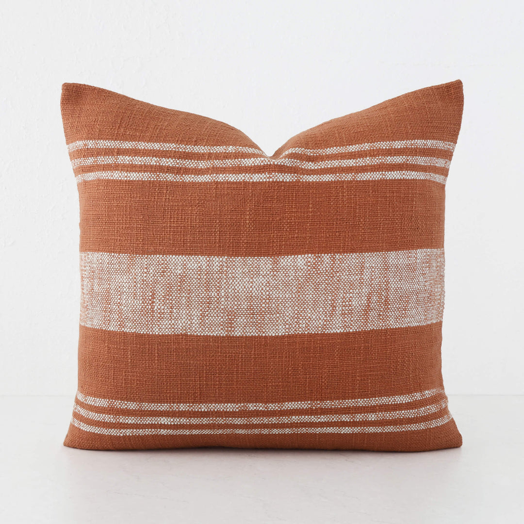 TORRONE CUSHION | NATURAL STRIPE + RUST | 60X60