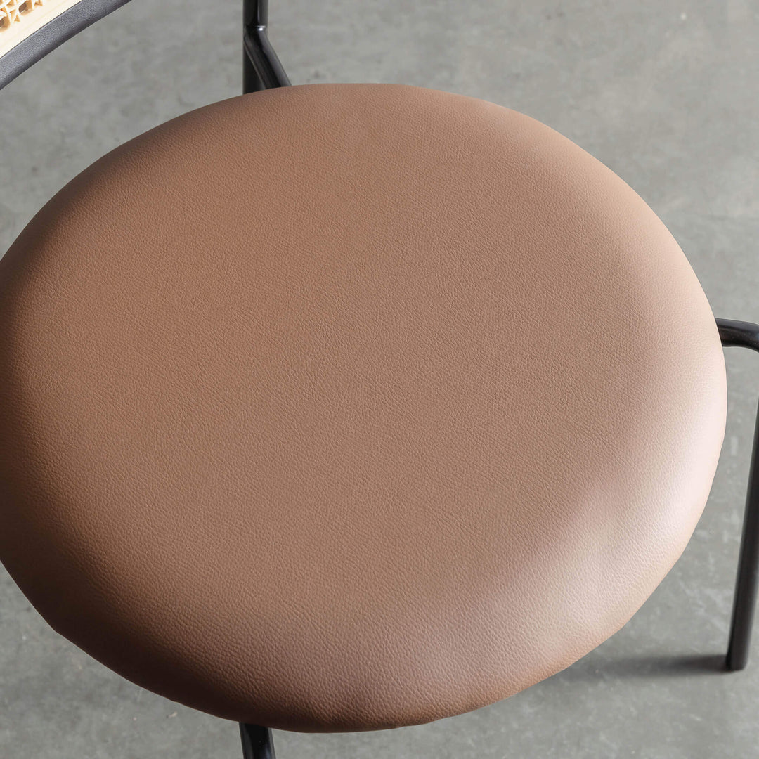 TORSBY INDOOR/OUTDOOR DINING CHAIR  |  NOIR BLACK + COGNAC TAN SEAT  | BUNDLE  X 4