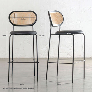 TORSBY INDOOR/OUTDOOR BAR CHAIR  |  NOIR BLACK  |  MEASUREMENTS