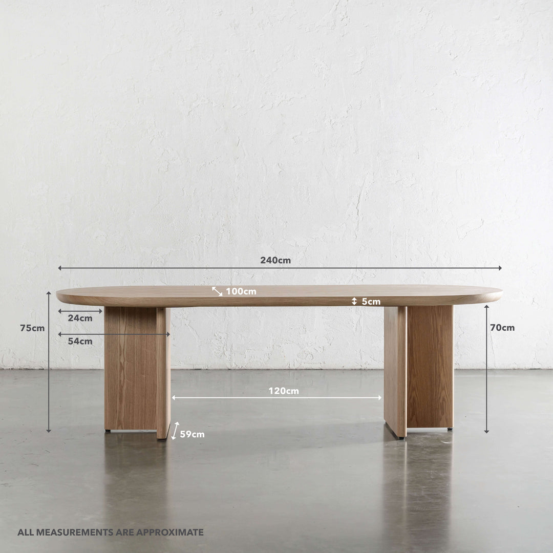 TOULON DINING TABLE  |  240CM  |  BIRCH ASH WOOD GRAIN MEASUREMENTS