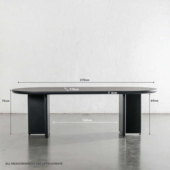 TOULON DINING TABLE  |  270CM  |  BLACK NOIR WOOD GRAIN | MEASUREMENTS