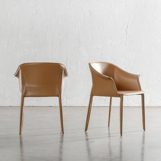 TREGOR MID CENTURY VEGAN LEATHER DINING CHAIR  |  SADDLE TAN