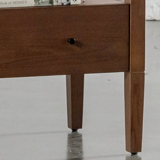 TREVELO PERNEL CONRAD NIGHT STAND  |  DEEP WALNUT  |  VALENTINA GRIGIO CERAMICA TOP | LEG CLOSEUP