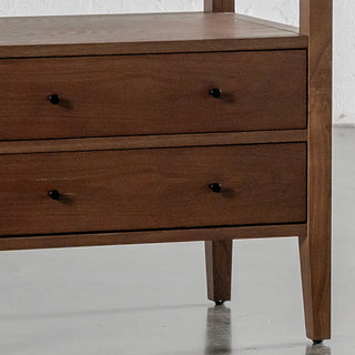 TREVELO PERNEL JARDIN NIGHT STAND  |  DEEP WALNUT  |  VALENTINA GRIGIO CERAMICA TOP | LEG CLOSEUP