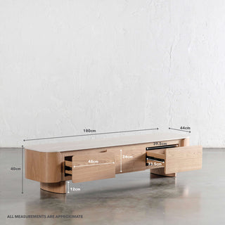 TREVELO ENTERTAINMENT UNIT  |  BIRCH ASH  WOOD GRAIN  |  TRAVENTINE TUMBLED BEIGE