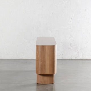 TREVELO SIDEBOARD  |  BIRCH ASH WOOD GRAIN  |  TRAVENTINE TUMBLED BEIGE