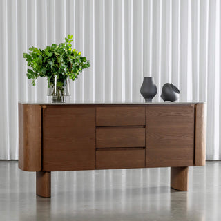 Trevelo Sideboard  |  Walnut Wood Grain  |  Valentina Grigio Ceramica Top