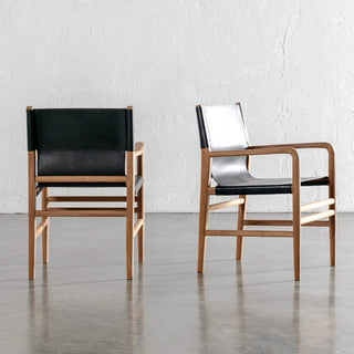 TRIENT LEATHER CARVER CHAIR  |  BLACK NOIR