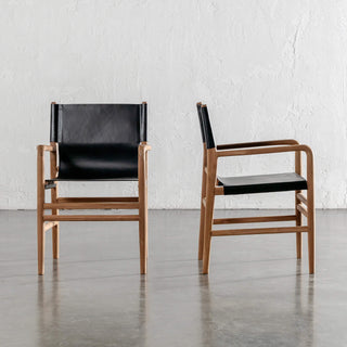 TRIENT LEATHER CARVER CHAIR  |  BLACK NOIR