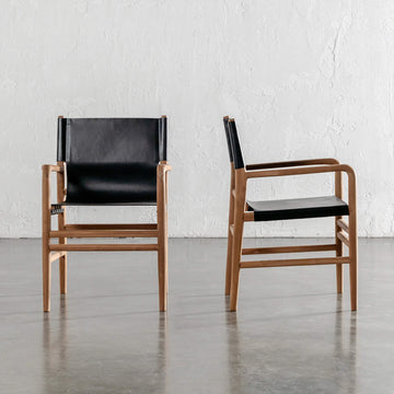 TRIENT LEATHER CARVER CHAIR  |  BLACK NOIR