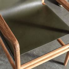 TRIENT LEATHER CARVER CHAIR  |  OLIVE LEAF CLOSE UP