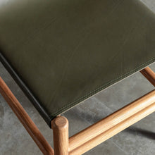 TRIENT LEATHER DINING CHAIR  |  OLIVE LEAF CLOSE UP