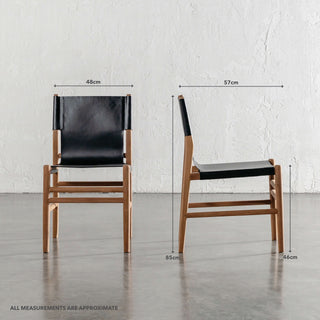  TRIENT LEATHER DINING CHAIR | BLACK NOIR + BRUSHED TEAK