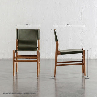 TRIENT LEATHER DINING CHAIR | OLIVE LEAF + BRUSHED TEAK