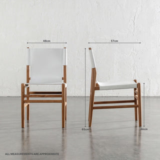 TRIENT LEATHER DINING CHAIR | TERRACE WHITE + BRUSHED TEAK