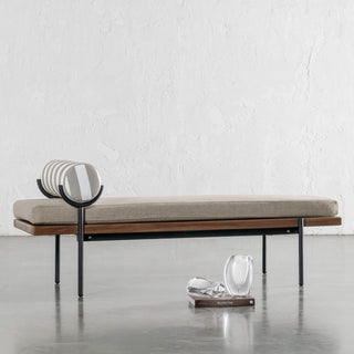 TRIESTE DAYBED BENCH  |  BALSA STONE + WHITE SEASIDE STRIPE