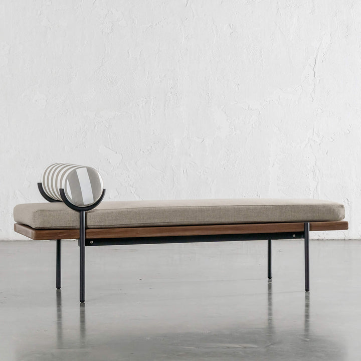TRIESTE DAYBED BENCH  |  BALSA STONE + WHITE SEASIDE STRIPE
