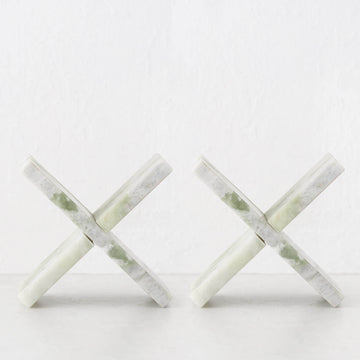 MARX MARBLE SCULPTURE TRIVET BUNDLE X2  |  17CM  |  GREEN MARBLE