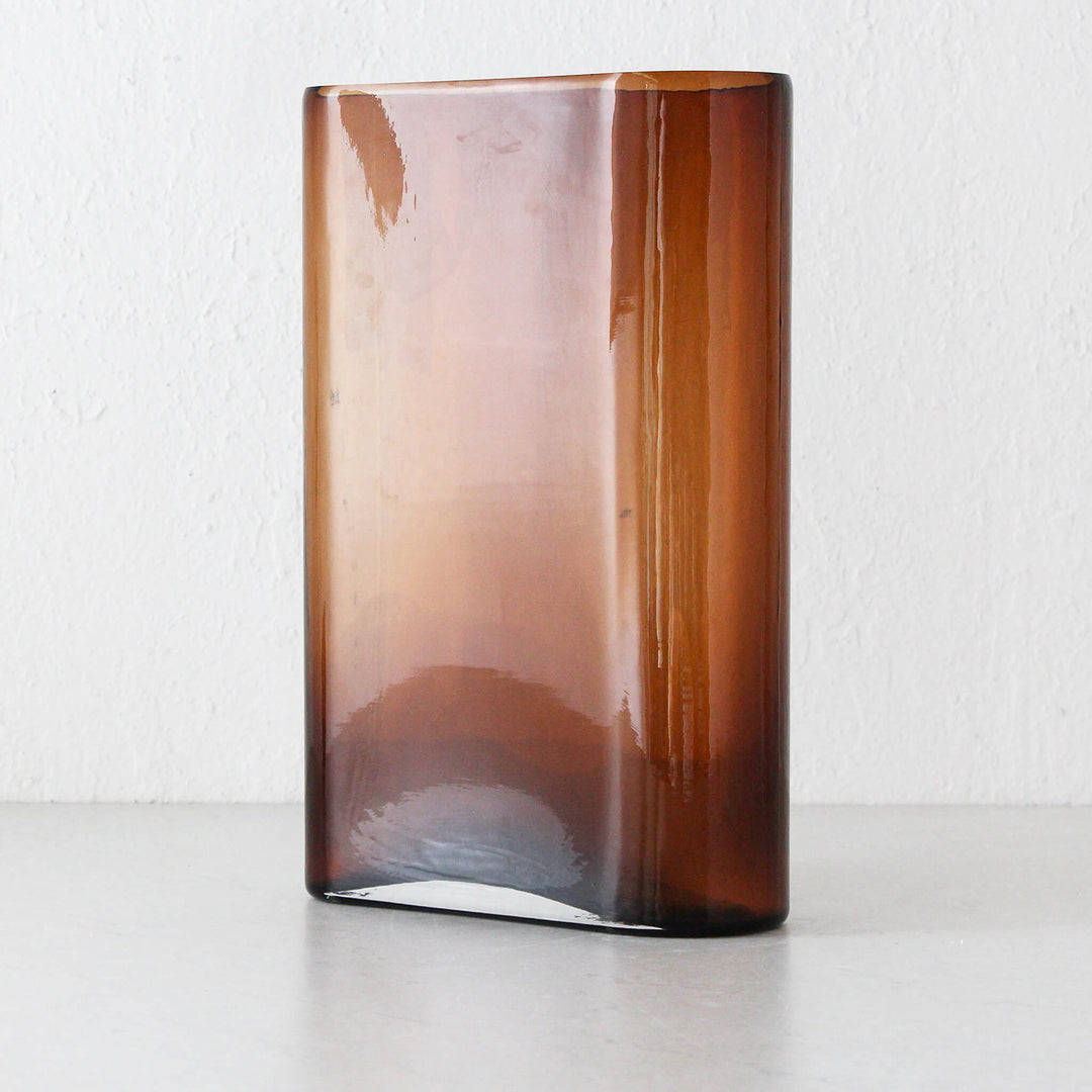 TULLY WAVE GLASS VASE BUNDLE X2  |  MEDIUM + LARGE  |  AMBER OPAQUE GLASS