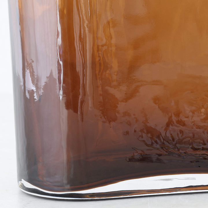 LIVING BY DESIGN EXCLUSIVE  |  TULLY GLASS VASE  |  CLOSE UP  |  OPAQUE AMBER GLASS