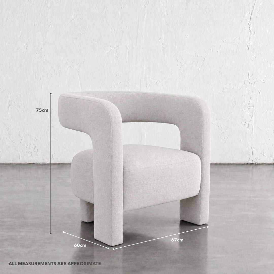 TERRONNE ARMCHAIR  |  CANYON SAND HAZE | MEASUREMENTS