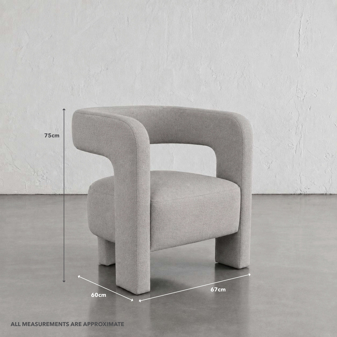 TERRONNE ARMCHAIR  |  FLOODED GUM WISP | MEASUREMENTS