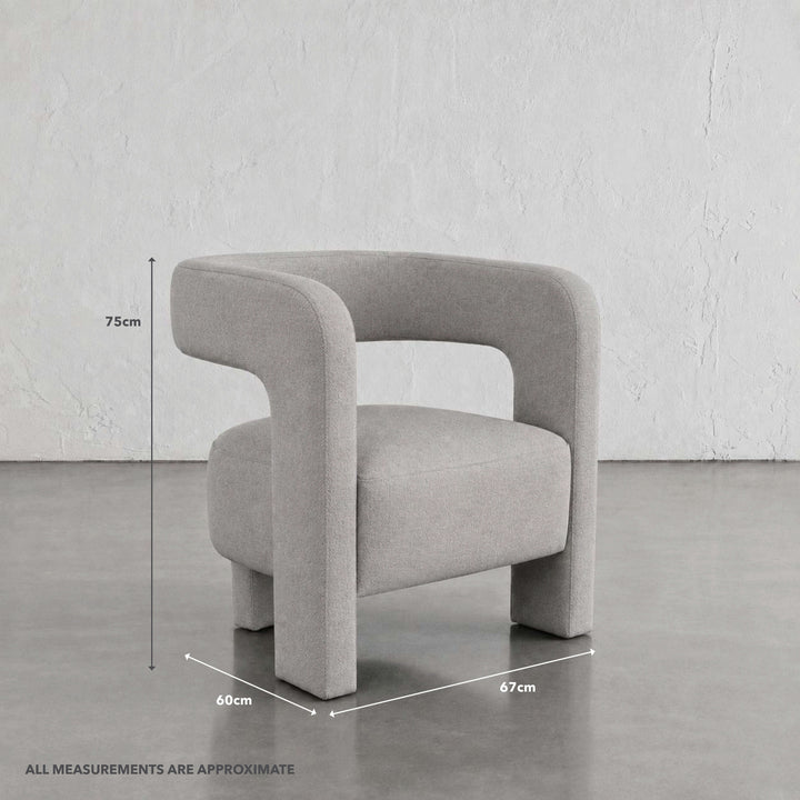 TERRONNE ARMCHAIR  |  FLOODED GUM WISP | MEASUREMENTS
