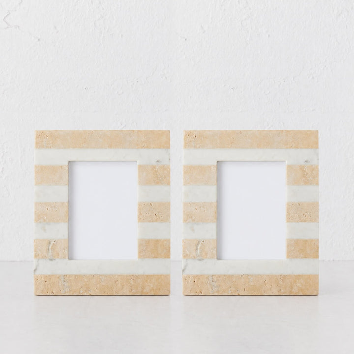 TIA PHOTO FRAME BUNDLEX2 | 4X6 | TRAVERTINE + MARBLE STRIPE