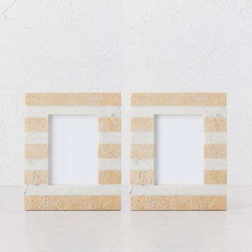 TIA PHOTO FRAME BUNDLEX2 | 4X6 | TRAVERTINE + MARBLE STRIPE