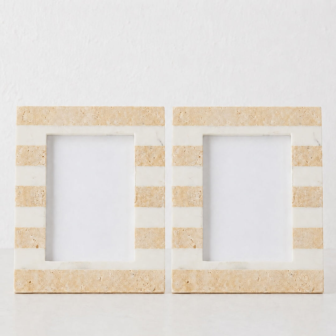 TIA PHOTO FRAME BUNDLEX2 | 5X7 | TRAVERTINE + MARBLE STRIPE
