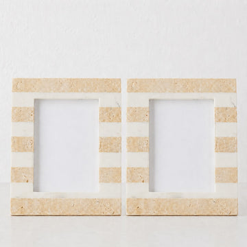 TIA PHOTO FRAME BUNDLEX2 | 5X7 | TRAVERTINE + MARBLE STRIPE