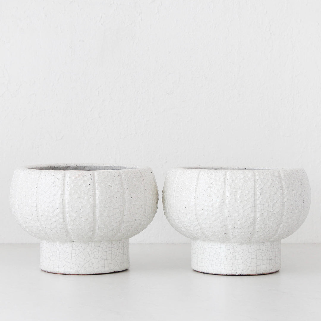 UNI FOOTED CERAMIC BOWL BUNDLE X2  |  WHITE GLAZE