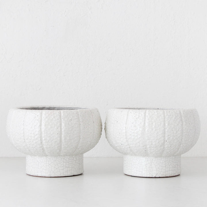 UNI FOOTED CERAMIC BOWL BUNDLE X2  |  WHITE GLAZE