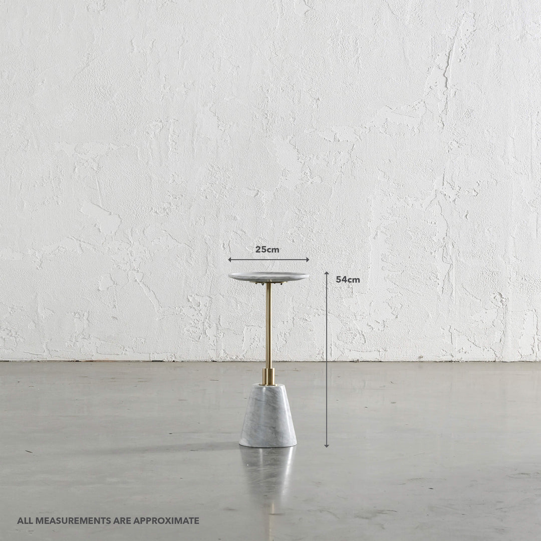 VALENTE ITALY CARRARA MARBLE SIDE TABLE | D25CM | MEASUREMENTS