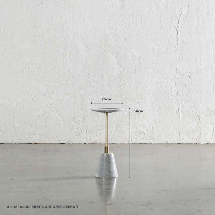 VALENTE ITALY CARRARA MARBLE SIDE TABLE | D25CM | MEASUREMENTS