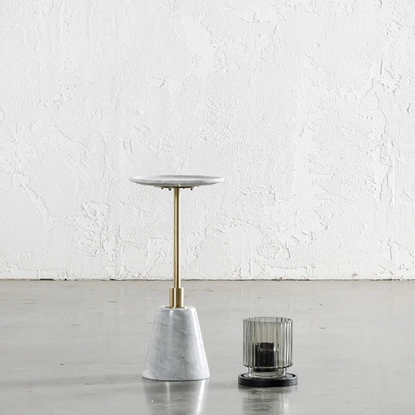 VALENTE ITALY CARRARA MARBLE SIDE TABLE  |  D25CM