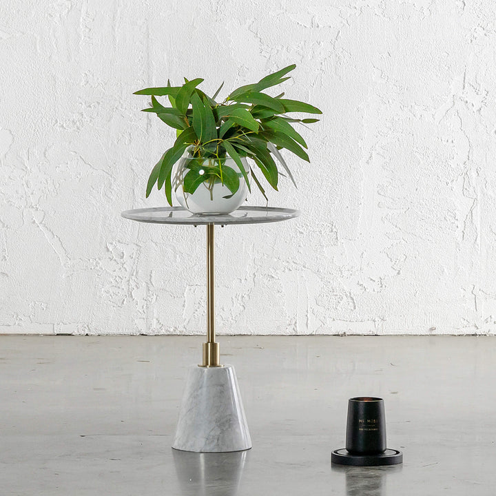 VALENTE ITALY CARRARA MARBLE SIDE TABLE | D40CM